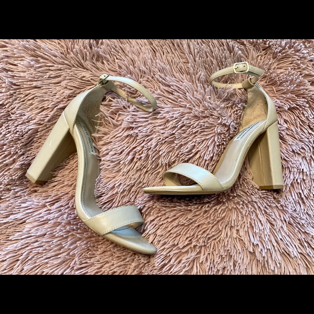 Nude Leather Steve Madden Sandal Heels